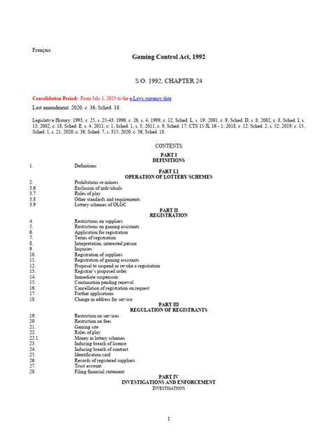 gaming control act 1992.